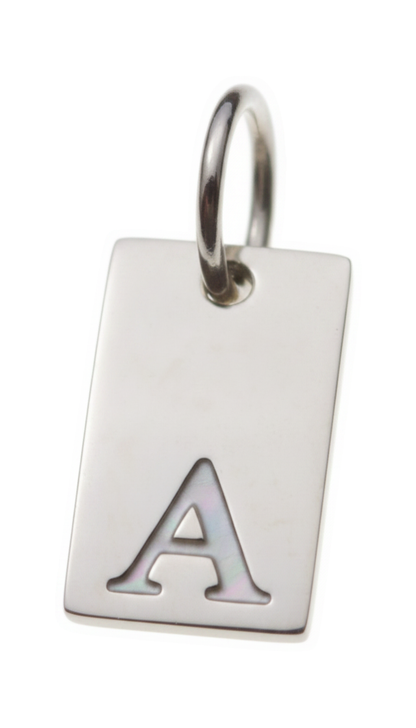 Square Initial Charm Silver A