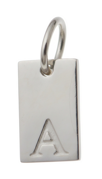 Square Initial Charm Silver A