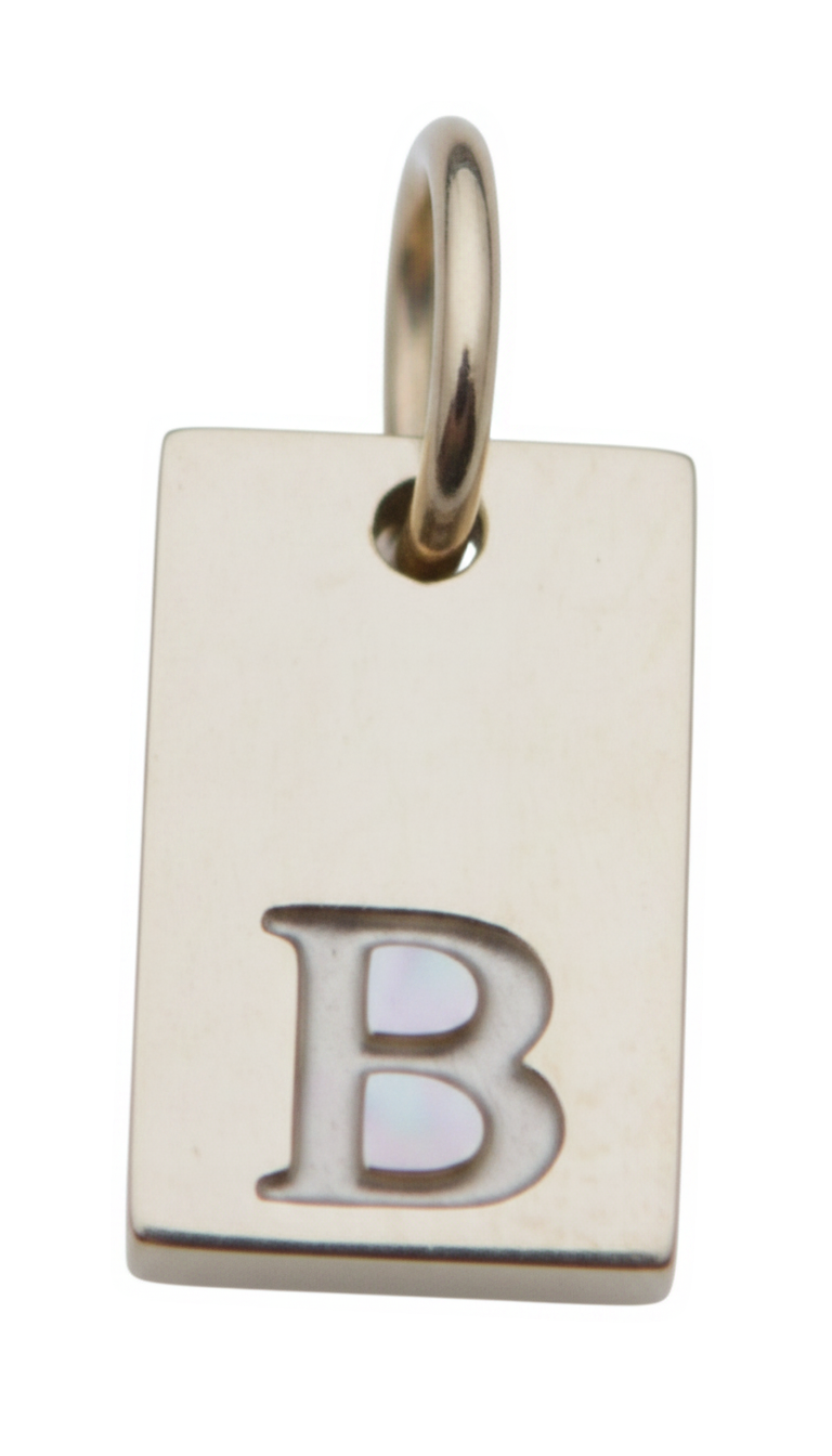 Square Initial Charm Silver B