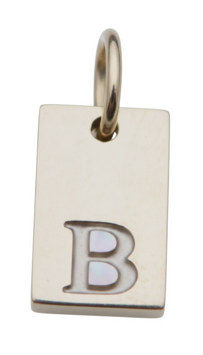 Square Initial Charm Silver B