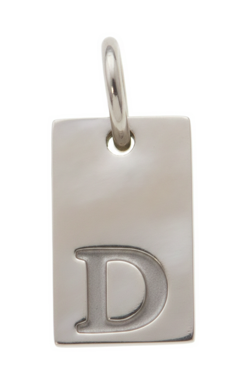 Square Initial Charm Silver D
