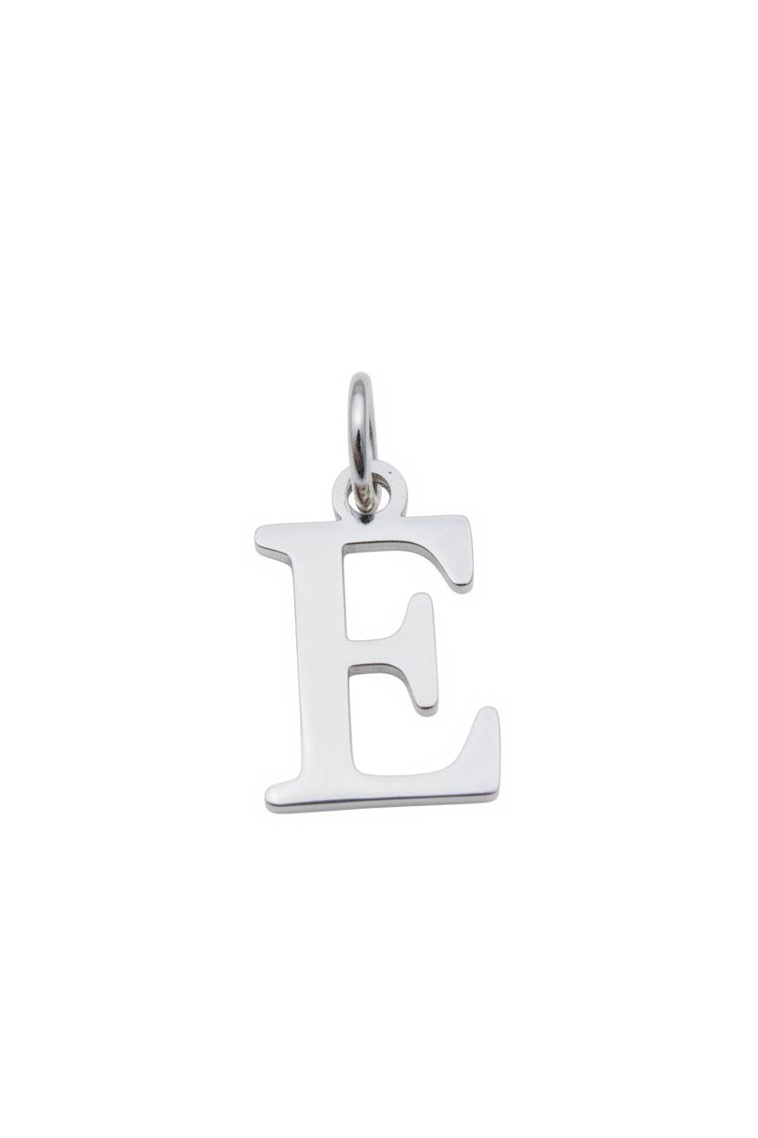 Elegant Initial Charm Silver E