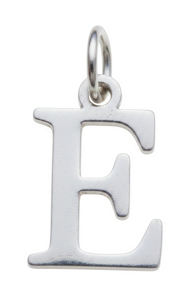 Elegant Initial Charm Silver E