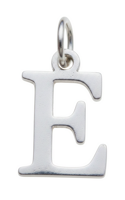 Elegant Initial Charm Silver E