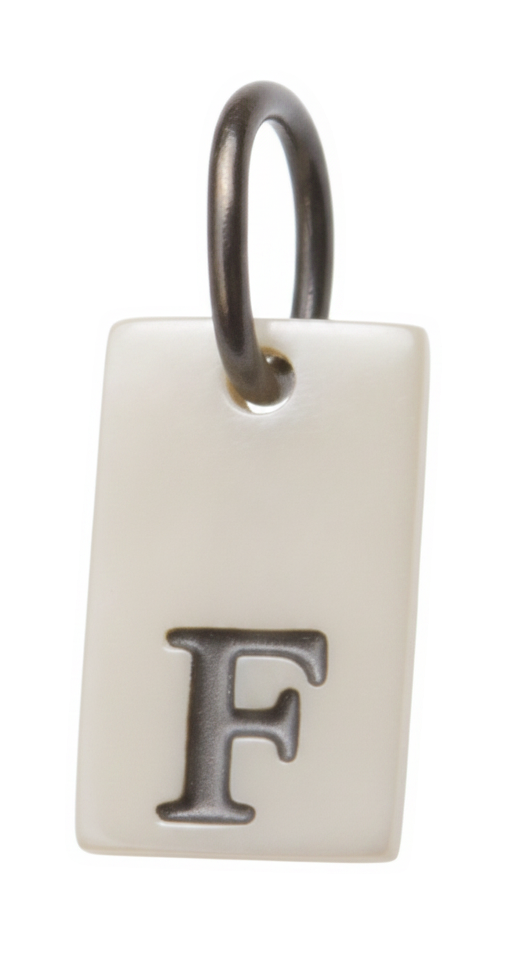 Square Initial Charm Silver F