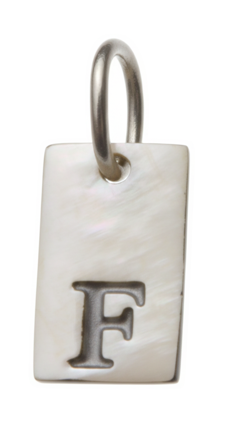Square Initial Charm Silver F