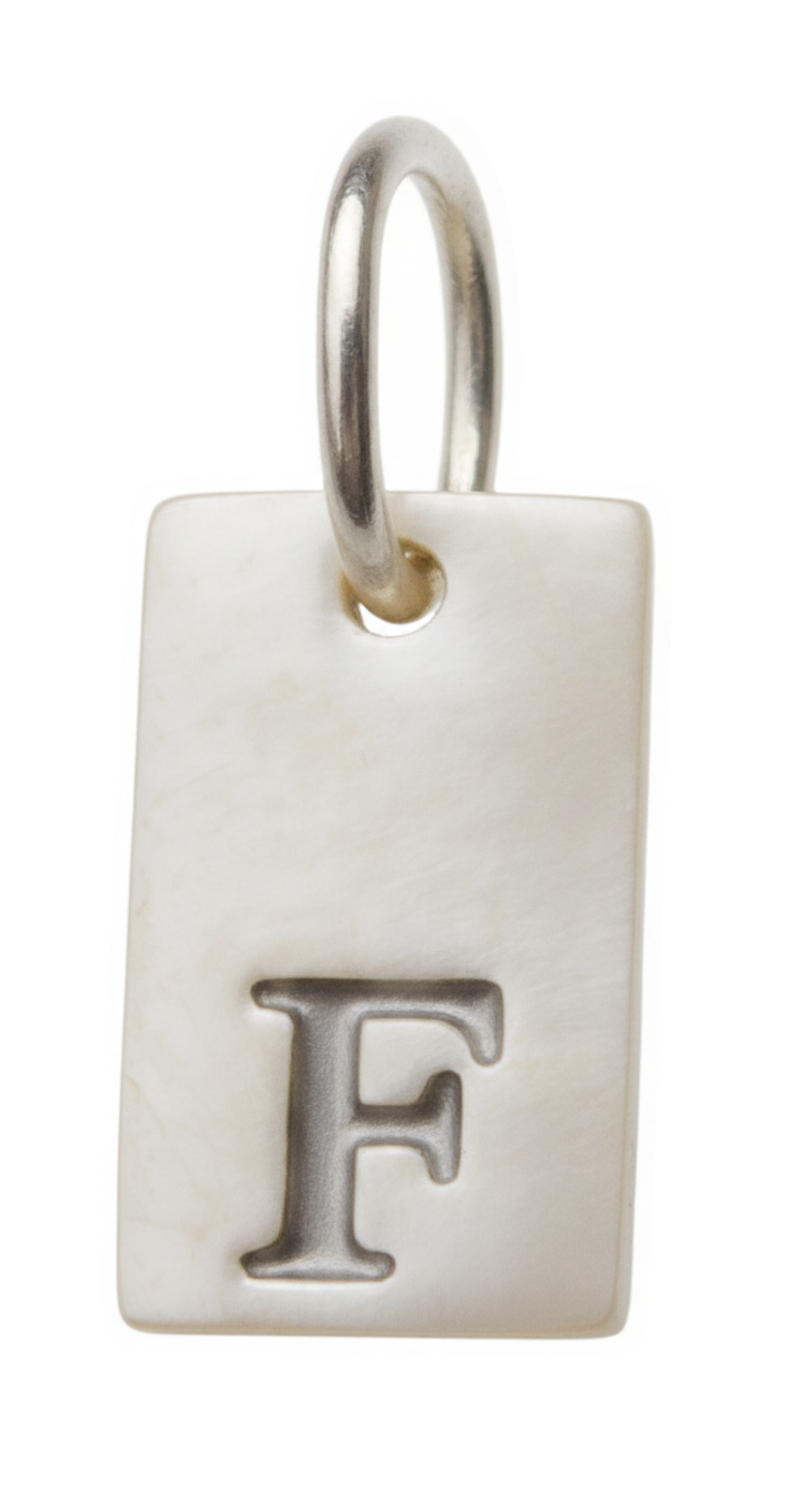 Square Initial Charm Silver F