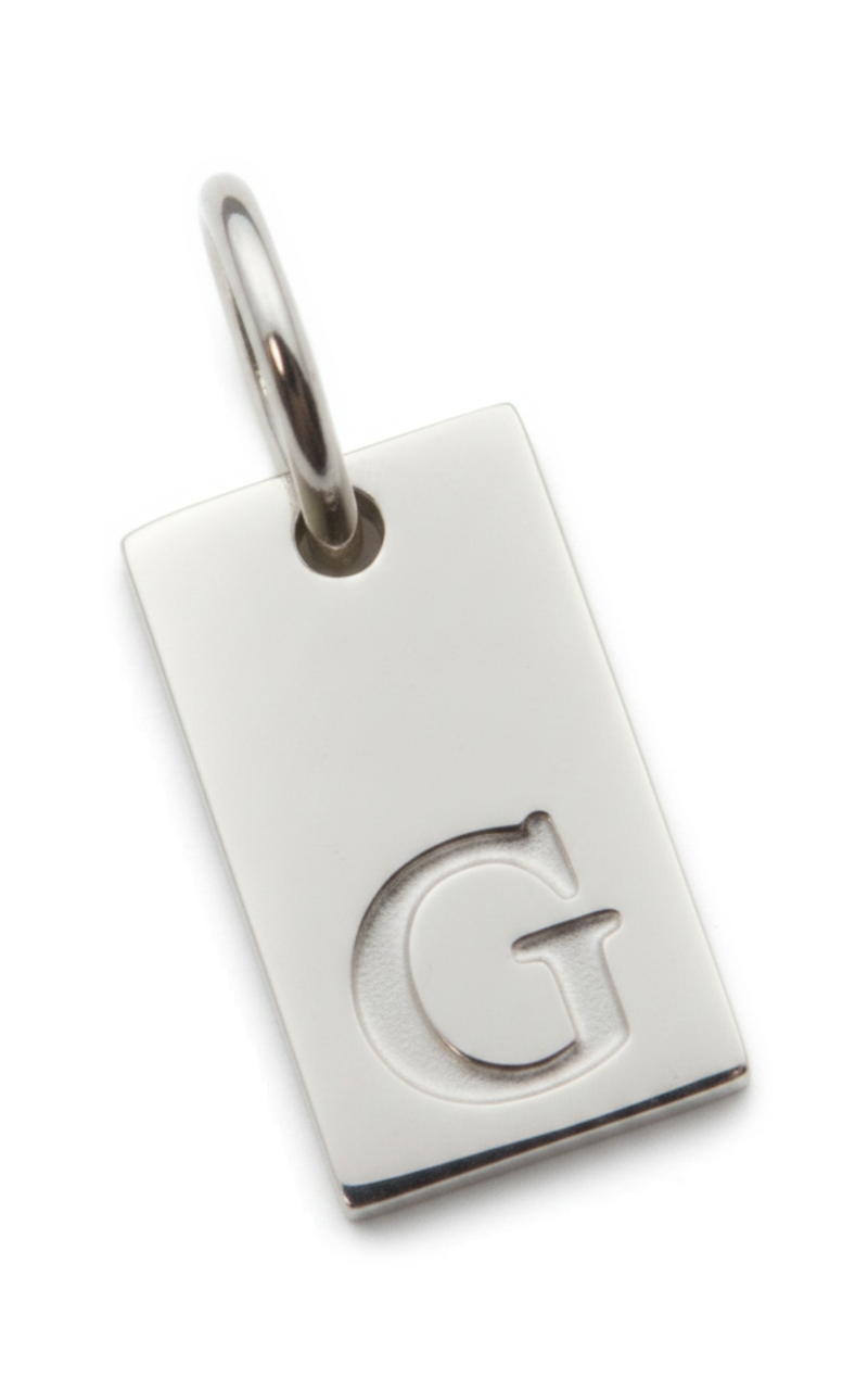 Square Initial Charm Silver G