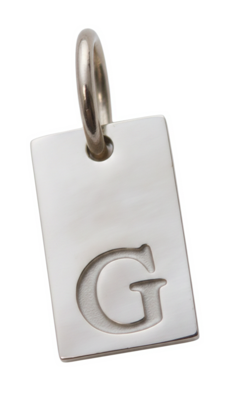 Square Initial Charm Silver G