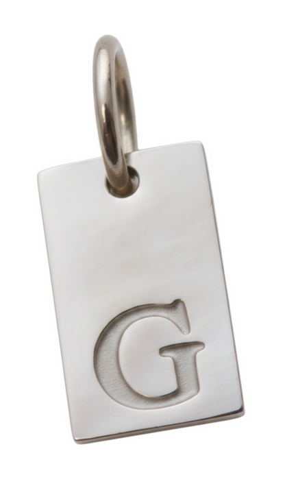 Square Initial Charm Silver G