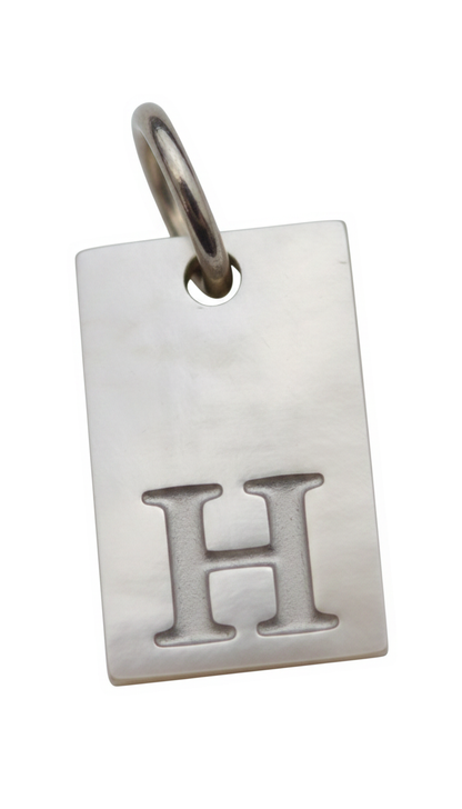 Square Initial Charm Silver H