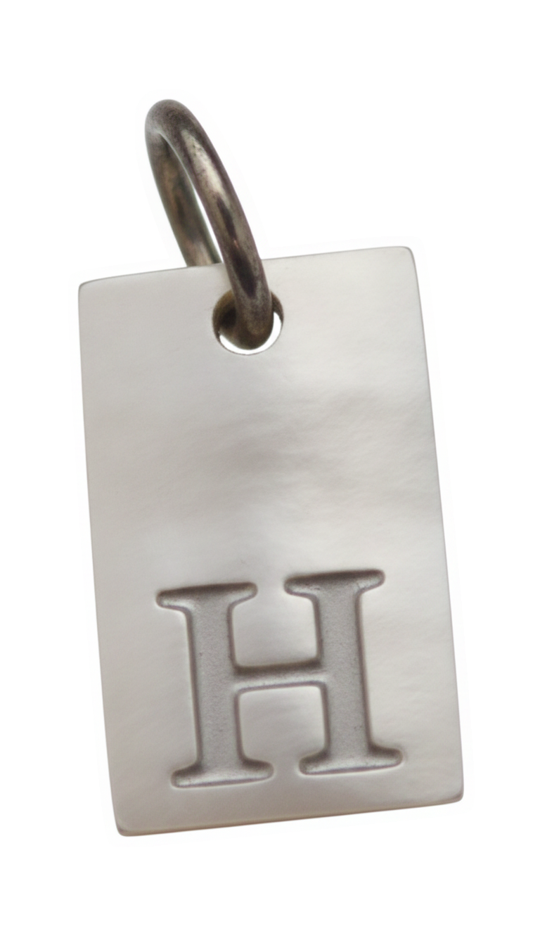 Square Initial Charm Silver H