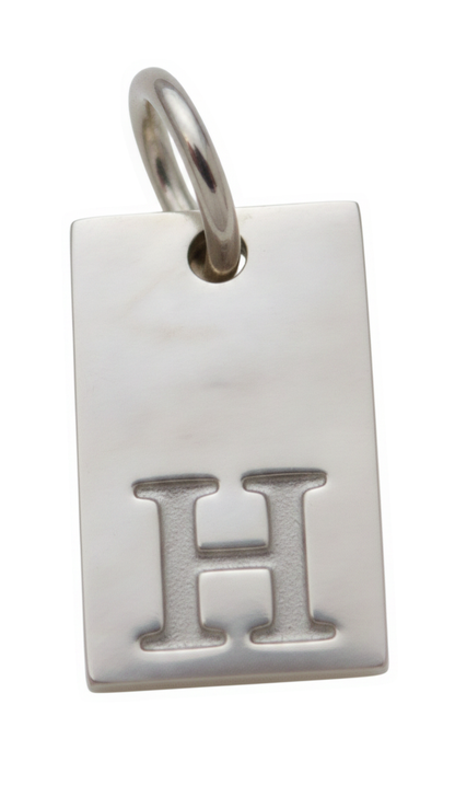 Square Initial Charm Silver H