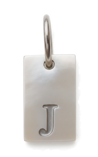 Square Initial Charm Silver J