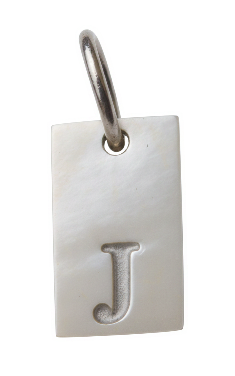 Square Initial Charm Silver J