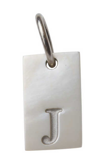 Square Initial Charm Silver J