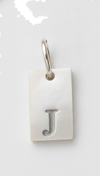 Square Initial Charm Silver J