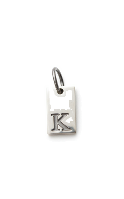 Square Initial Charm Silver K