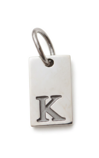 Square Initial Charm Silver K