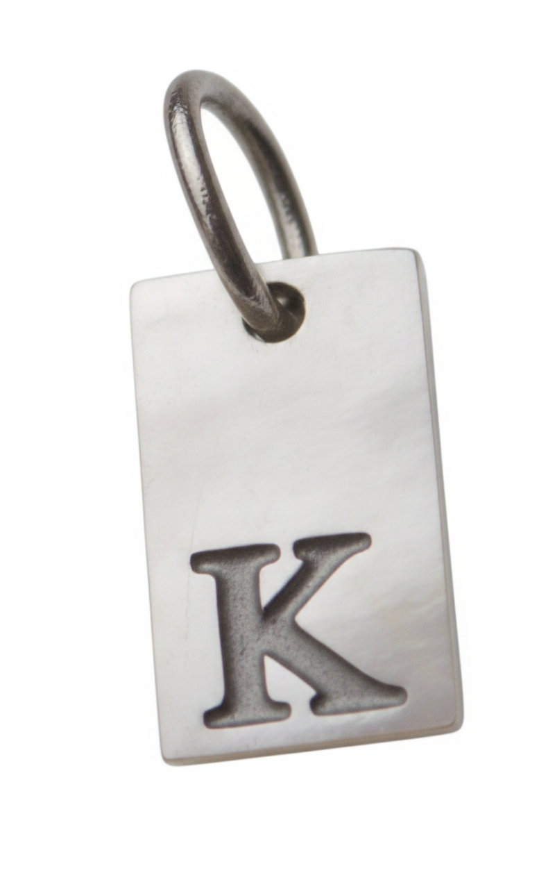 Square Initial Charm Silver K
