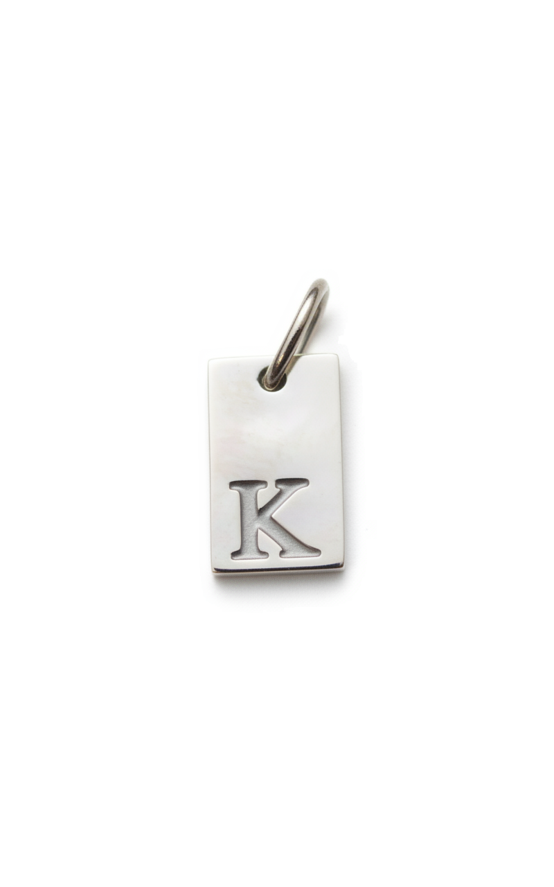 Square Initial Charm Silver K
