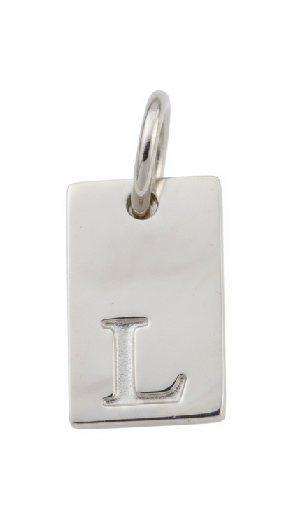 Square Initial Charm Silver L