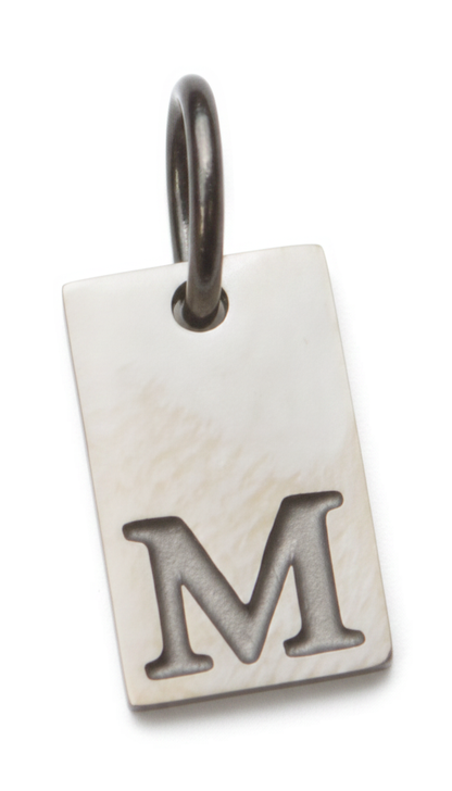 Square Initial Charm Silver M