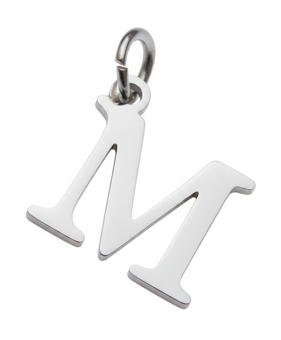 Elegant Initial Charm Silver M