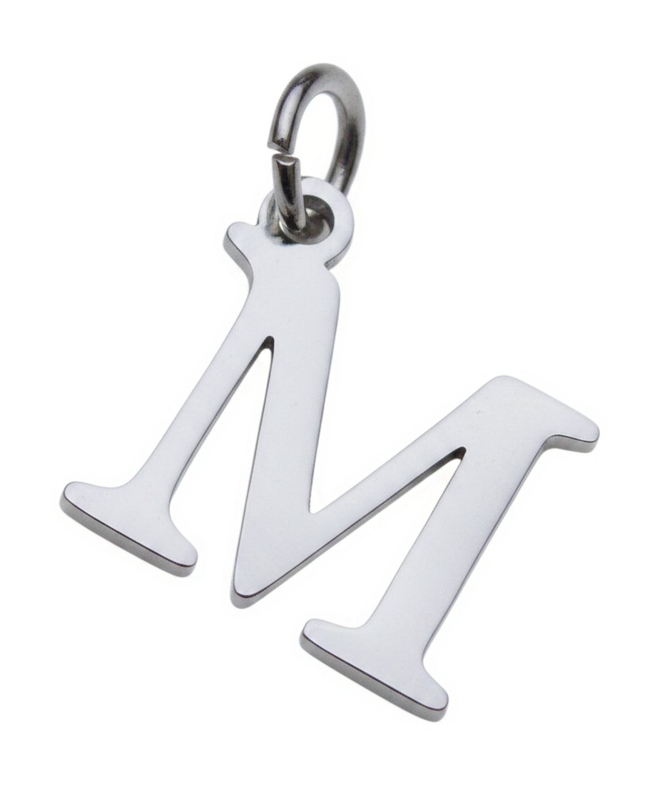 Elegant Initial Charm Silver M