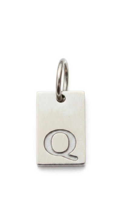 Square Initial Charm Silver Q