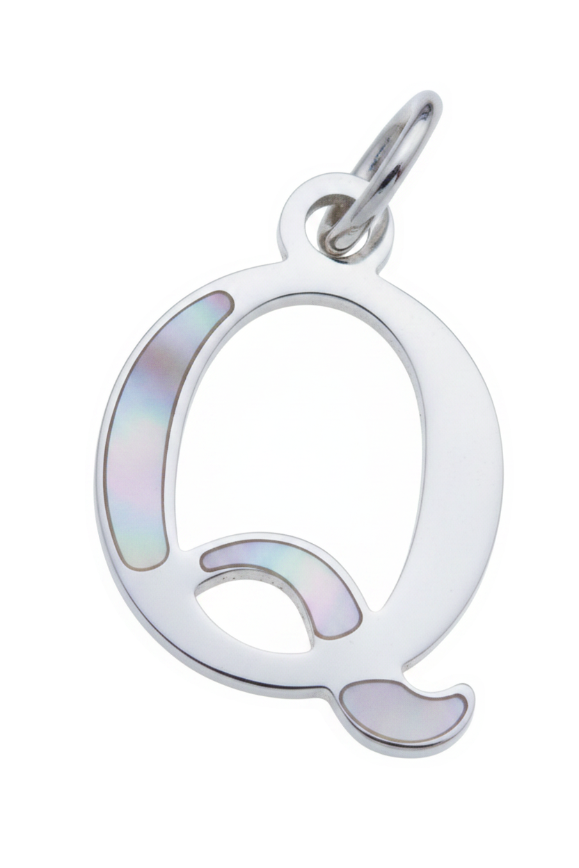 Elegant Initial Charm Silver Q