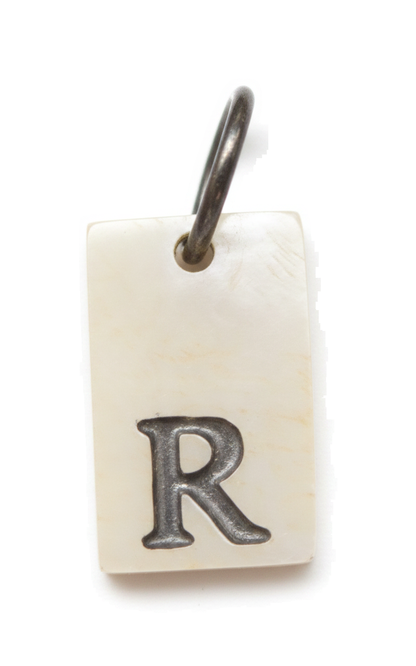 Square Initial Charm Silver R