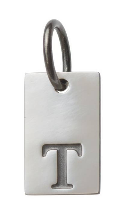 Square Initial Charm Silver T