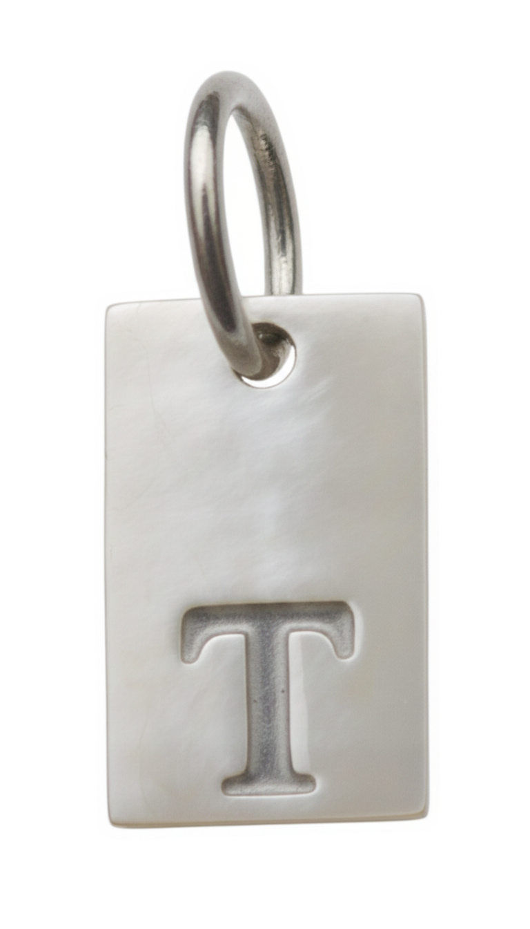 Square Initial Charm Silver T