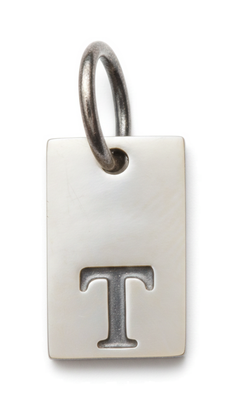 Square Initial Charm Silver T