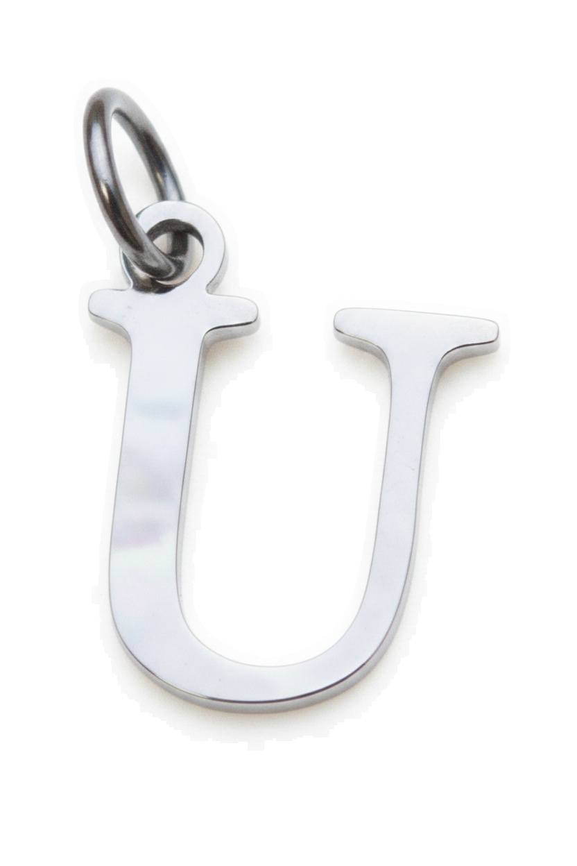Elegant Initial Charm Silver U
