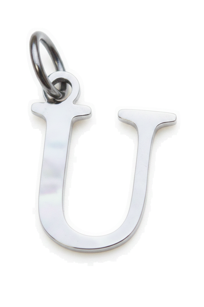Elegant Initial Charm Silver U