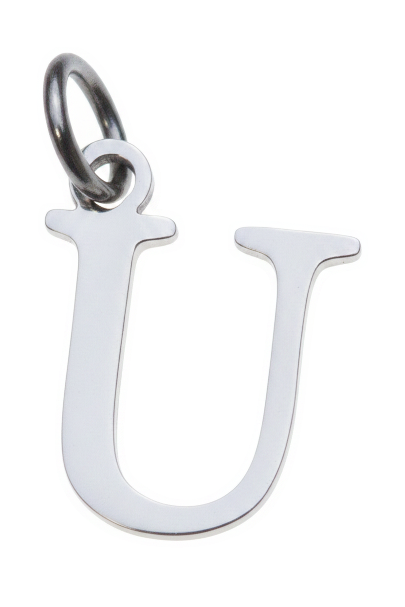 Elegant Initial Charm Silver U