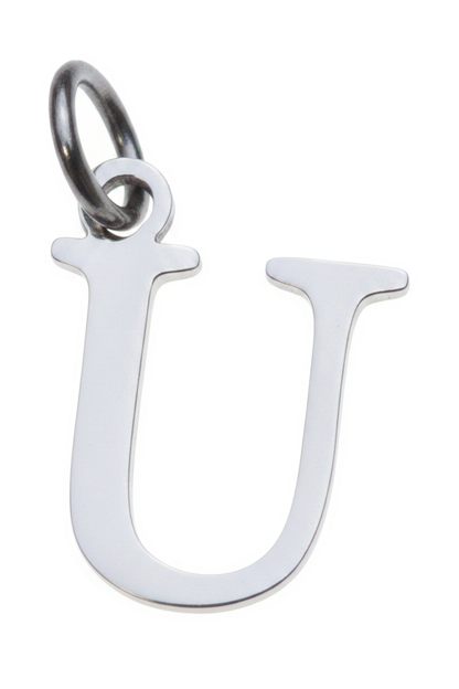 Elegant Initial Charm Silver U