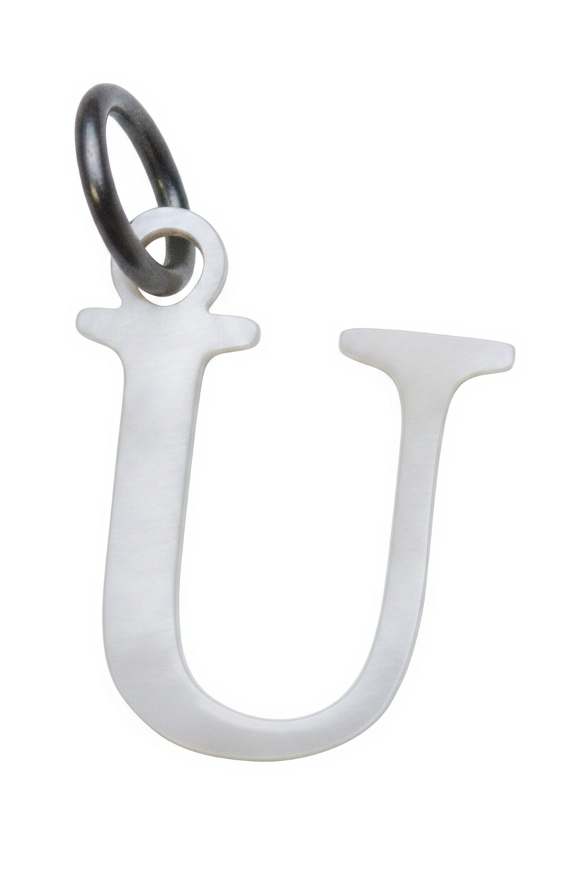 Elegant Initial Charm Silver U