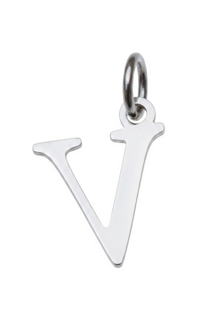 Elegant Initial Charm Silver V
