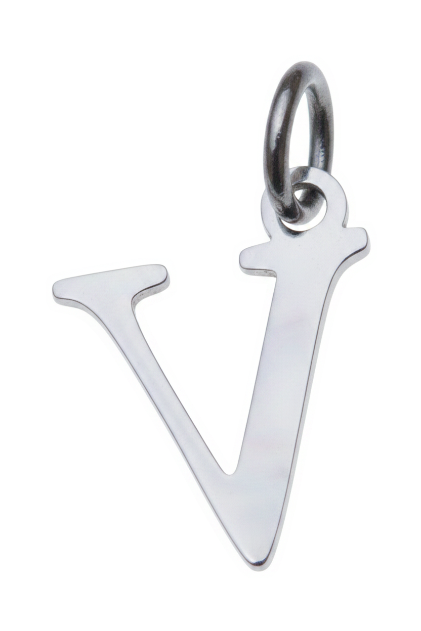 Elegant Initial Charm Silver V