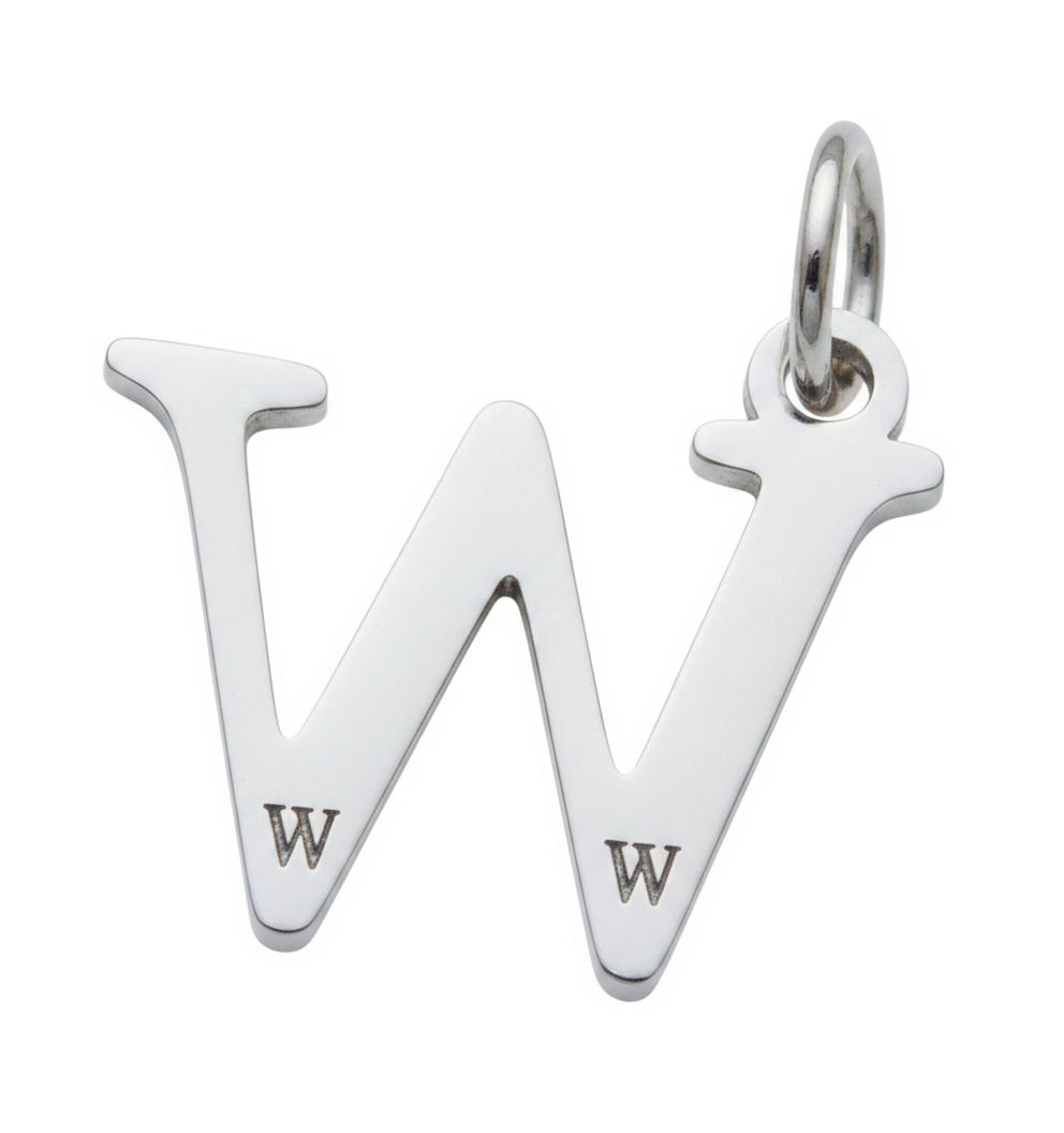 Elegant Initial Charm Silver W