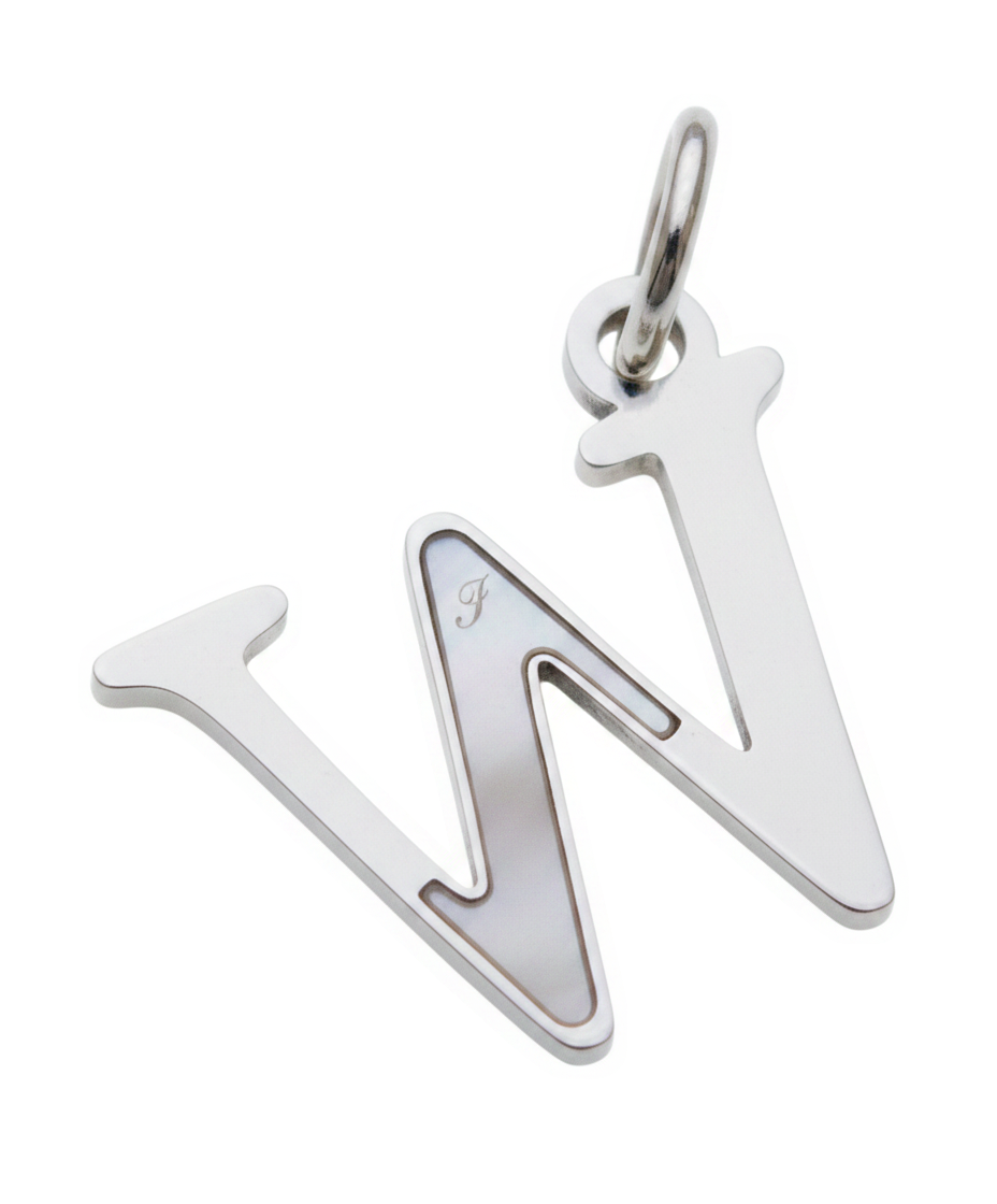 Elegant Initial Charm Silver W
