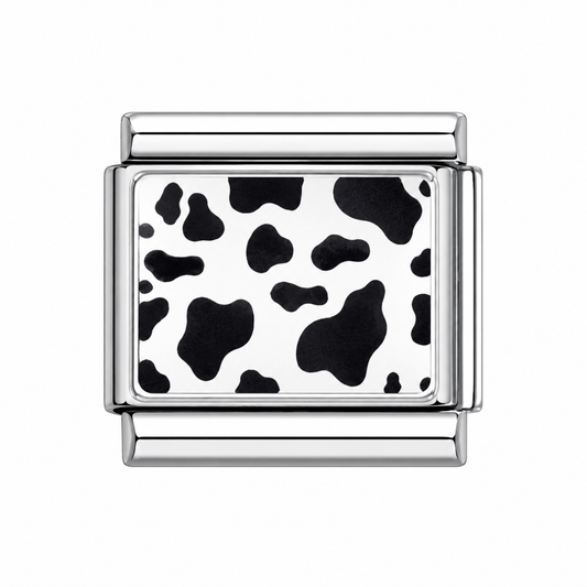 Small Cowprint Italian Charm — Silver