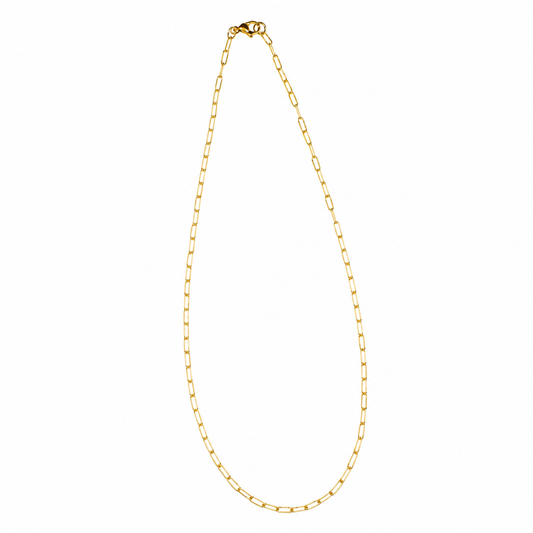 Small Paperclip Necklace — Gold