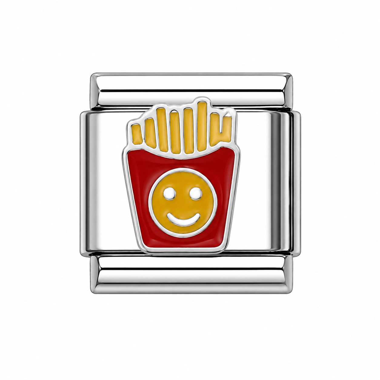 Smiley fries Italian Charm — Silver