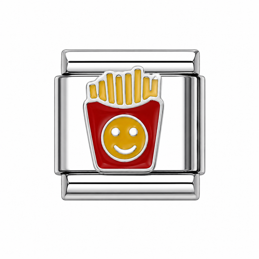 Smiley fries Italian Charm — Silver