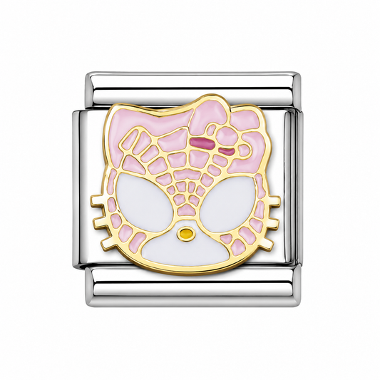 Spider Kitty Italian Charm — Silver