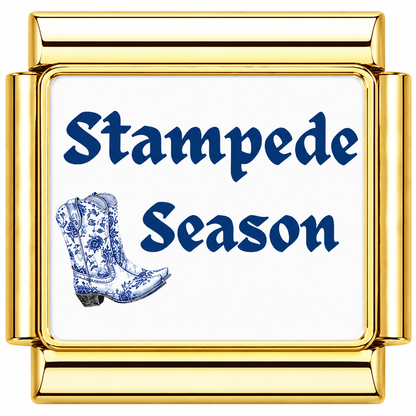 Stampede Season Blue Italian Charm — Gold